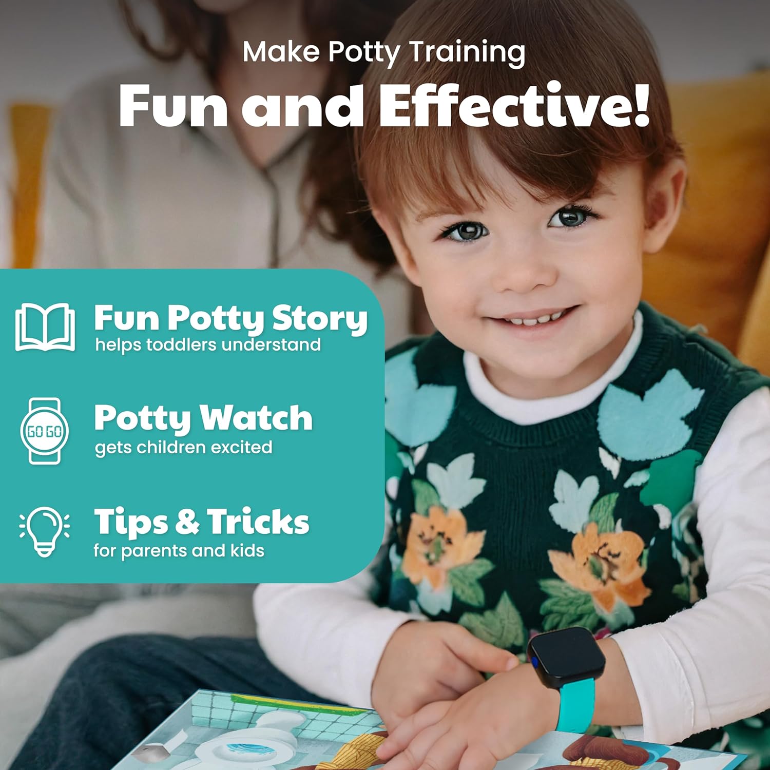 Potty Training Watch & Board Book for Kids - Turquoise